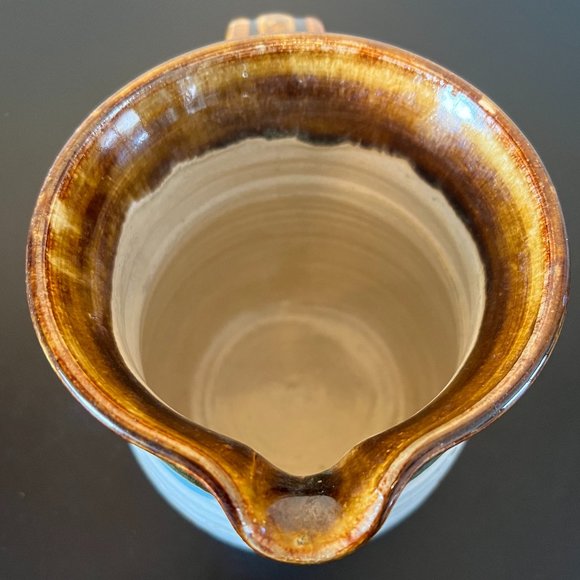 Handcrafted Hand Painted Pottery Pitcher ~ Artist Signed ~ Glossy & Matte Glaze - Picture 6 of 11